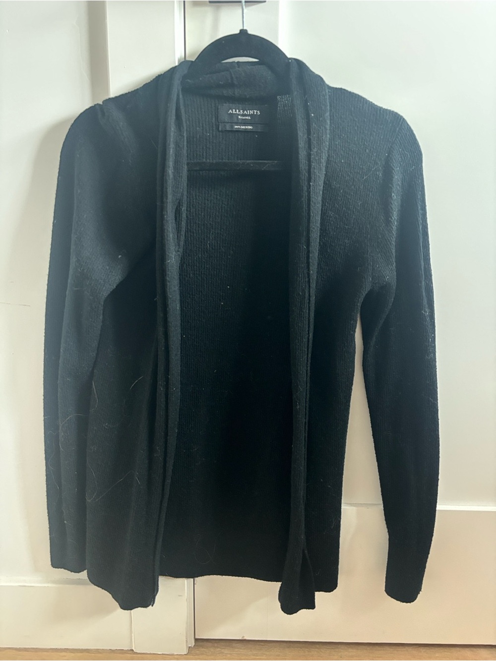 AllSaints Black Open Front Cardigan